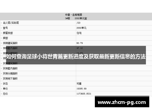 如何查询足球小将世青篇更新进度及获取最新更新信息的方法